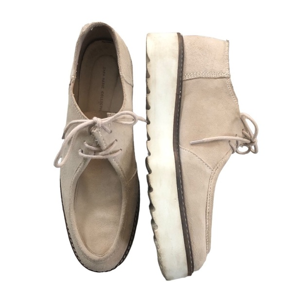 Zara Basic Collection Suede Lace Up Platform Oxford Shoes 39/8  Light Acadamia - Picture 1 of 7